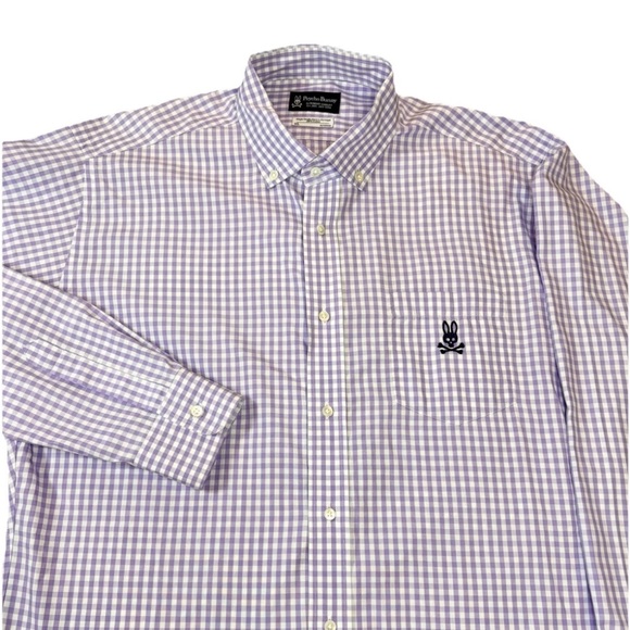 Psycho Bunny Other - Psycho Bunny Button Down Shirt Men’s Xl Purple Gingham Plaid Single Needle